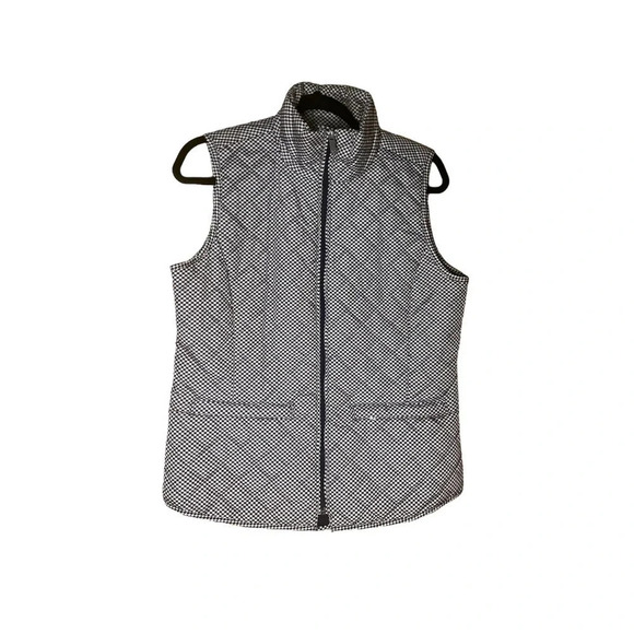Hannah Women's Black & White Herringbone Quilted Zip Up Vest Size Small - Picture 1 of 8